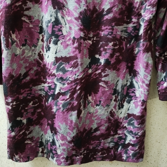 SML Design Women's Floral Blouse Easy Fit Keyhole Neck 3/4 Sleeve Made In USA - Picture 7 of 7